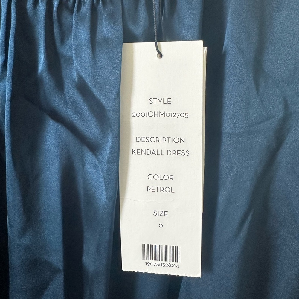 NWT Veronica Beard Kendall Stretch Silk Asymmetrical Ruched Petrol Dress 0 - Picture 3 of 6